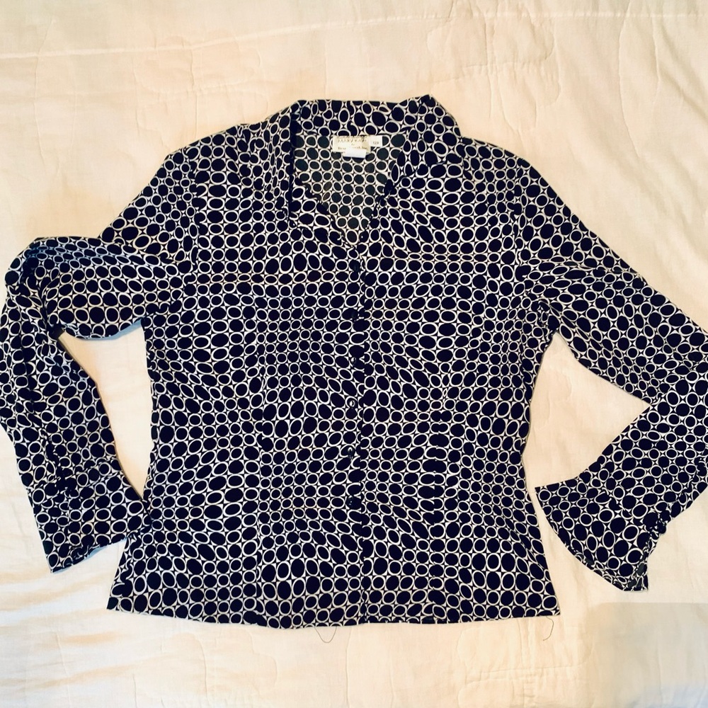 Vintage Circle & Square Psychedelic Blouse Sz 12